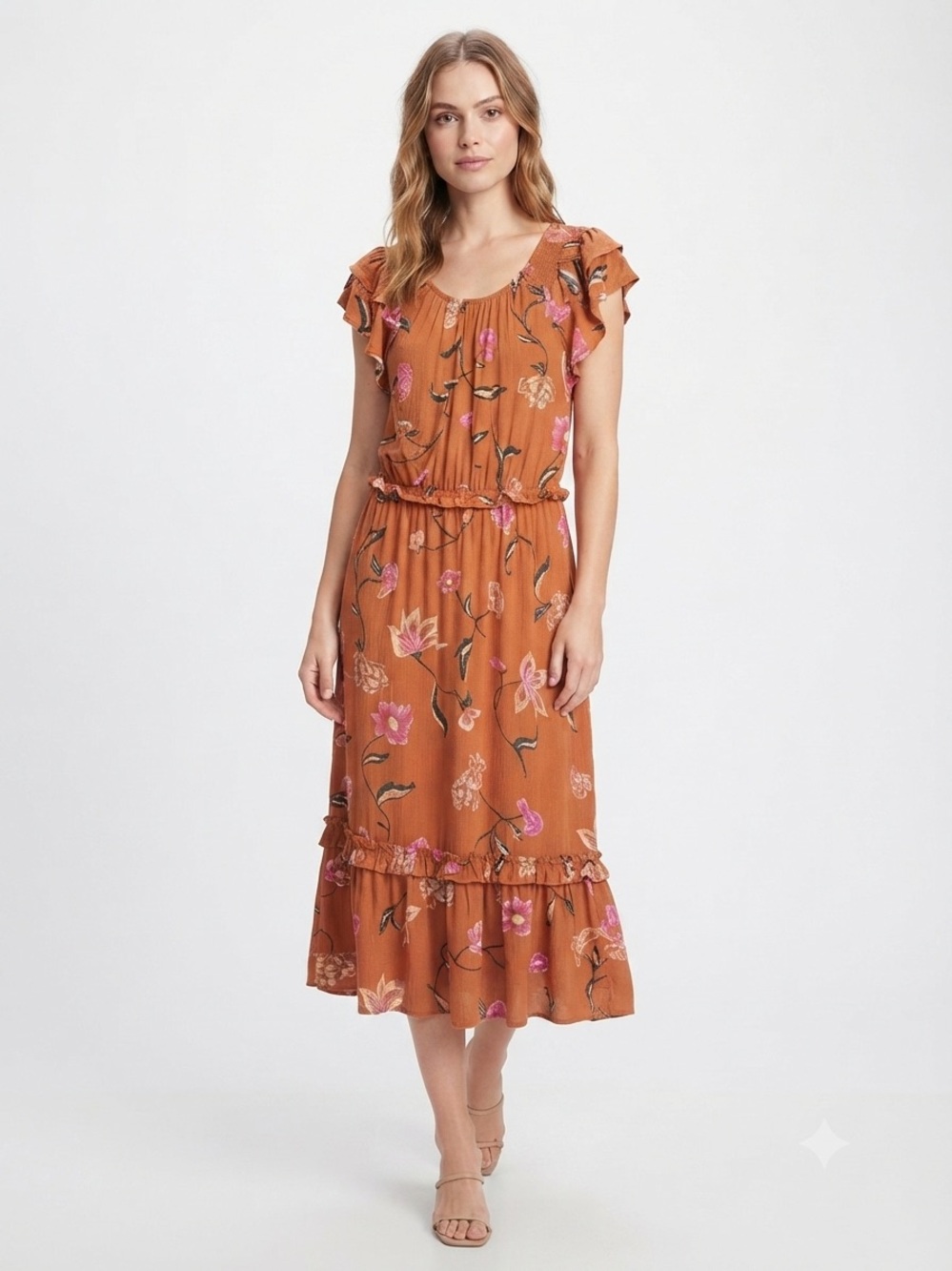 boho rust dress Universal Thread | Dresses | Universal Thread Floral Maxi Cottagecore Size L 2000s Vintage Blue Retro neckline:scoop A beautiful dress design Color:Pearl-Pink